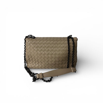 Bottega Veneta - Sac en cuir tressé beige broderies