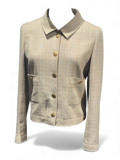 Chanel -  Veste Prince de Galles beige et marron T38