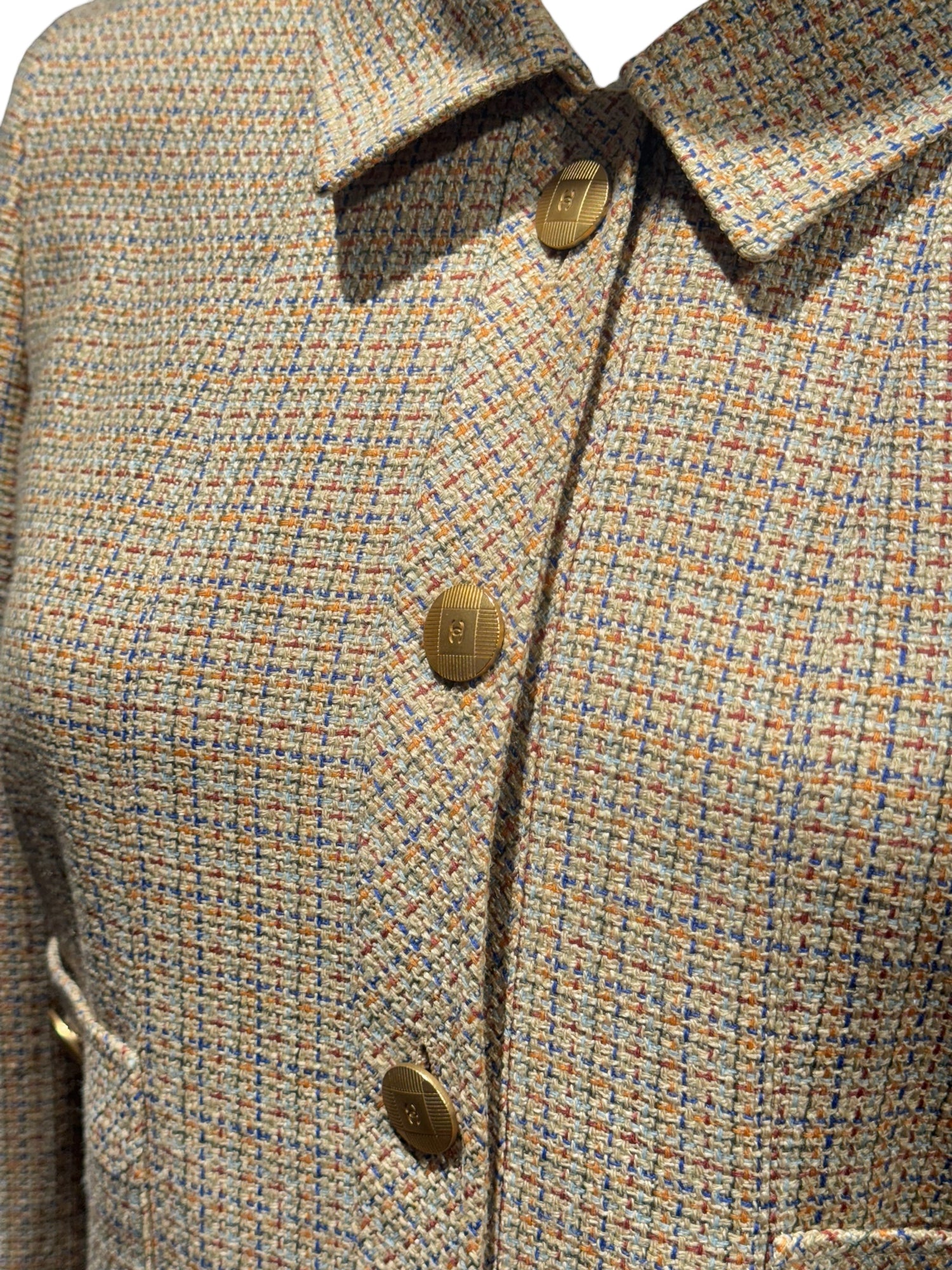Chanel -  Veste Prince de Galles beige et marron T38