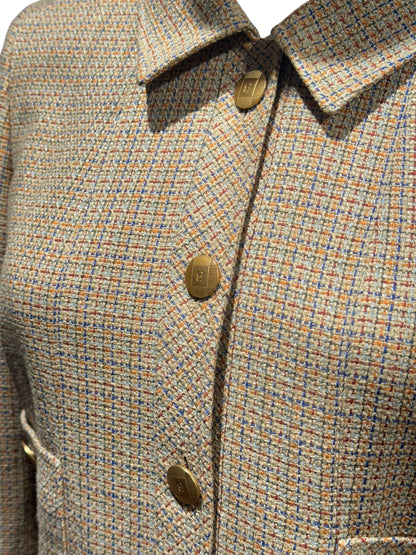 Chanel -  Veste Prince de Galles beige et marron T38