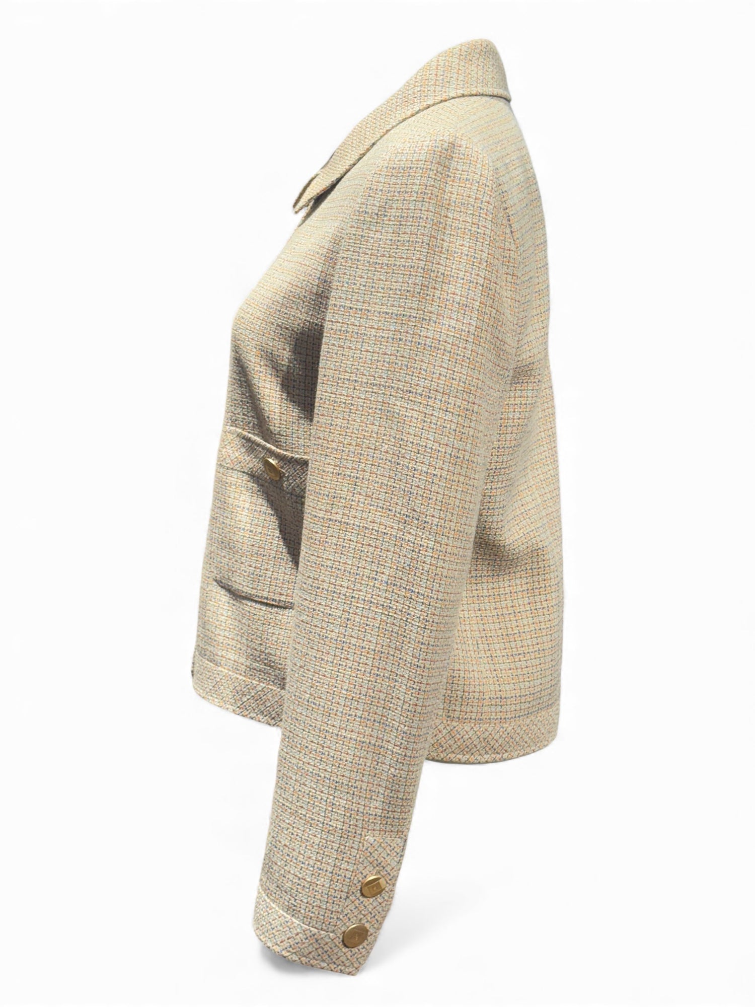 Chanel -  Veste Prince de Galles beige et marron T38