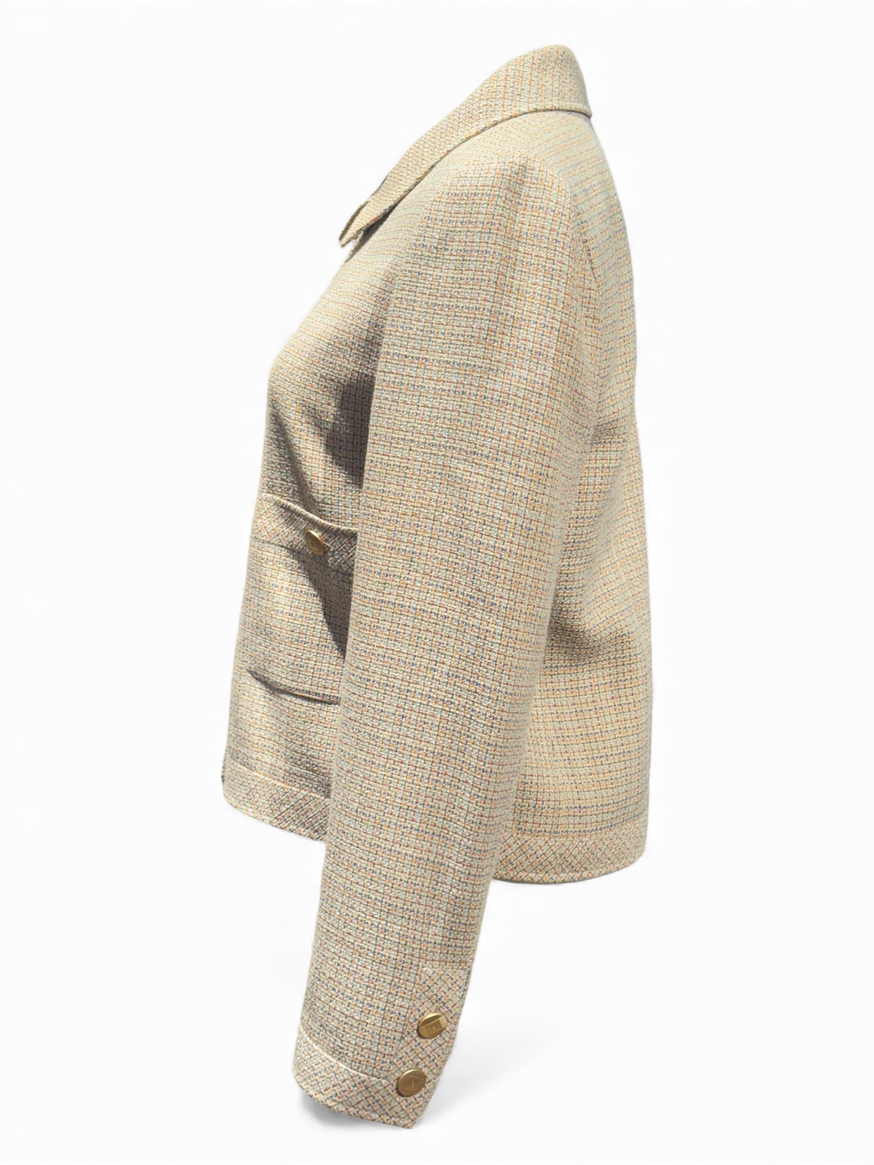 Chanel - Beige-braune Prince-de-Galles-Jacke Größe 38