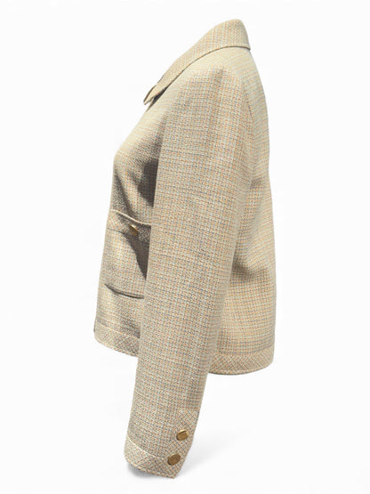 Chanel -  Veste Prince de Galles beige et marron T38