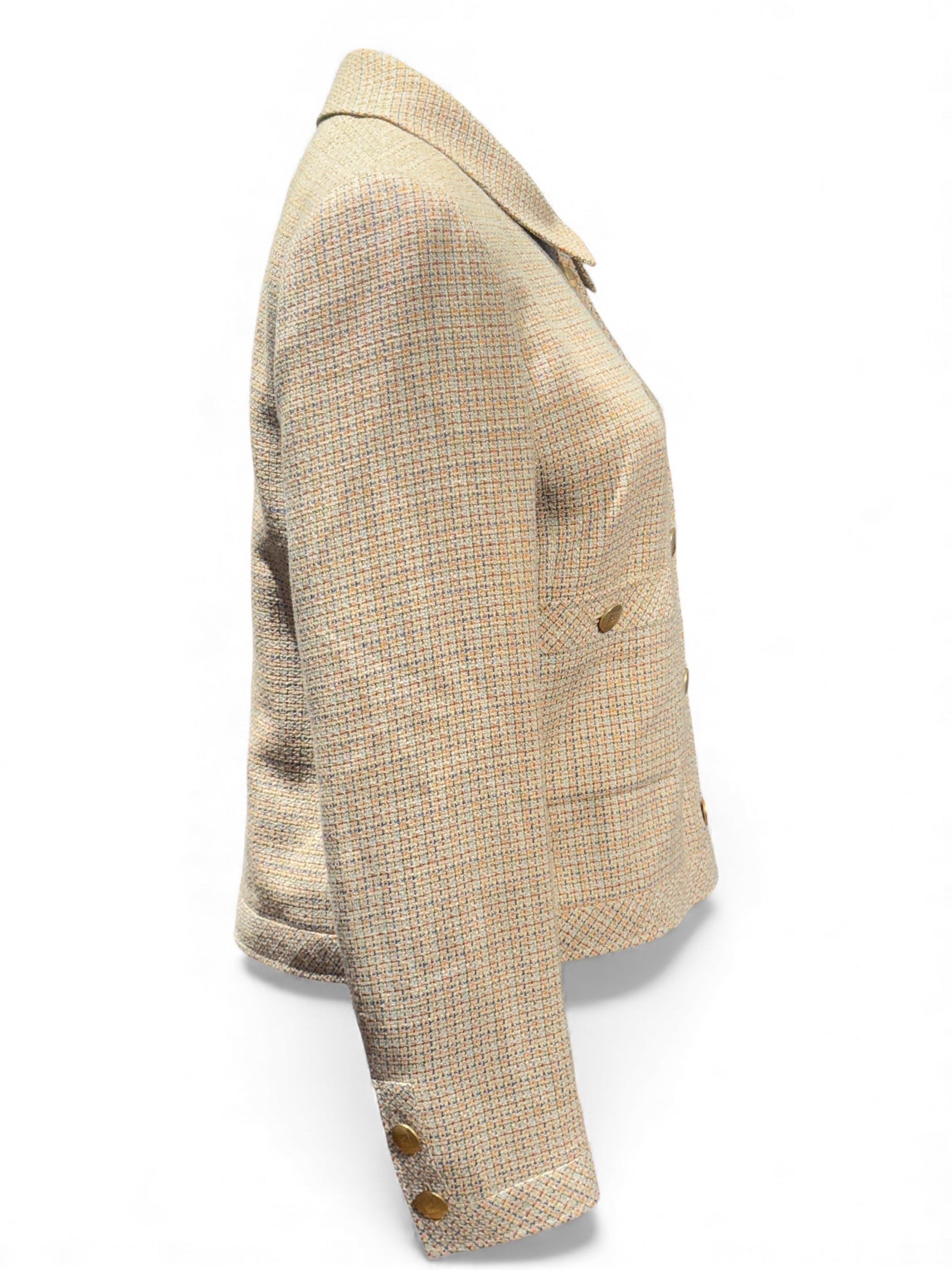 Chanel - Beige-braune Prince-de-Galles-Jacke Größe 38