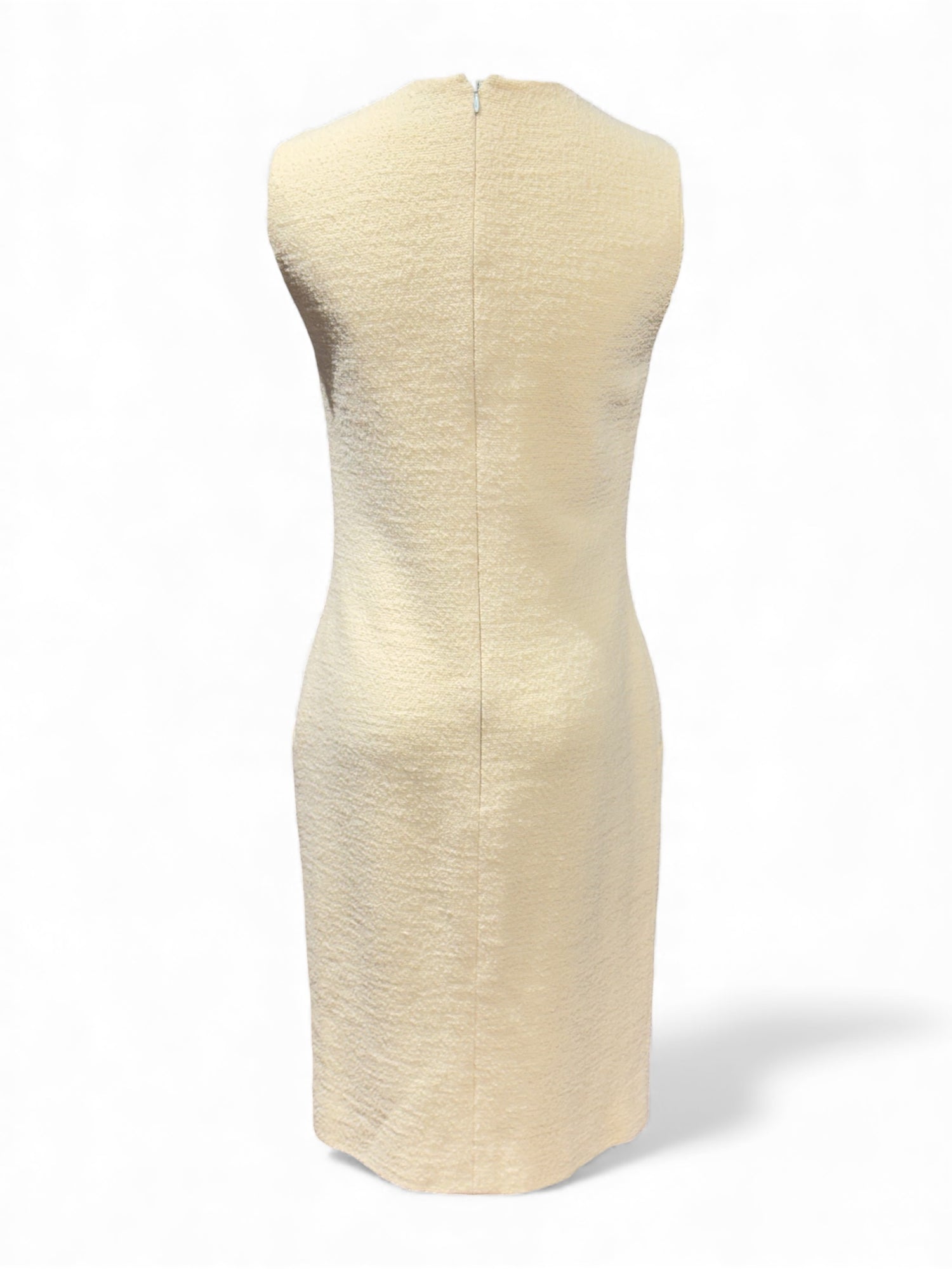 Chanel - Robe en tweed jaune beurre sans manches T38