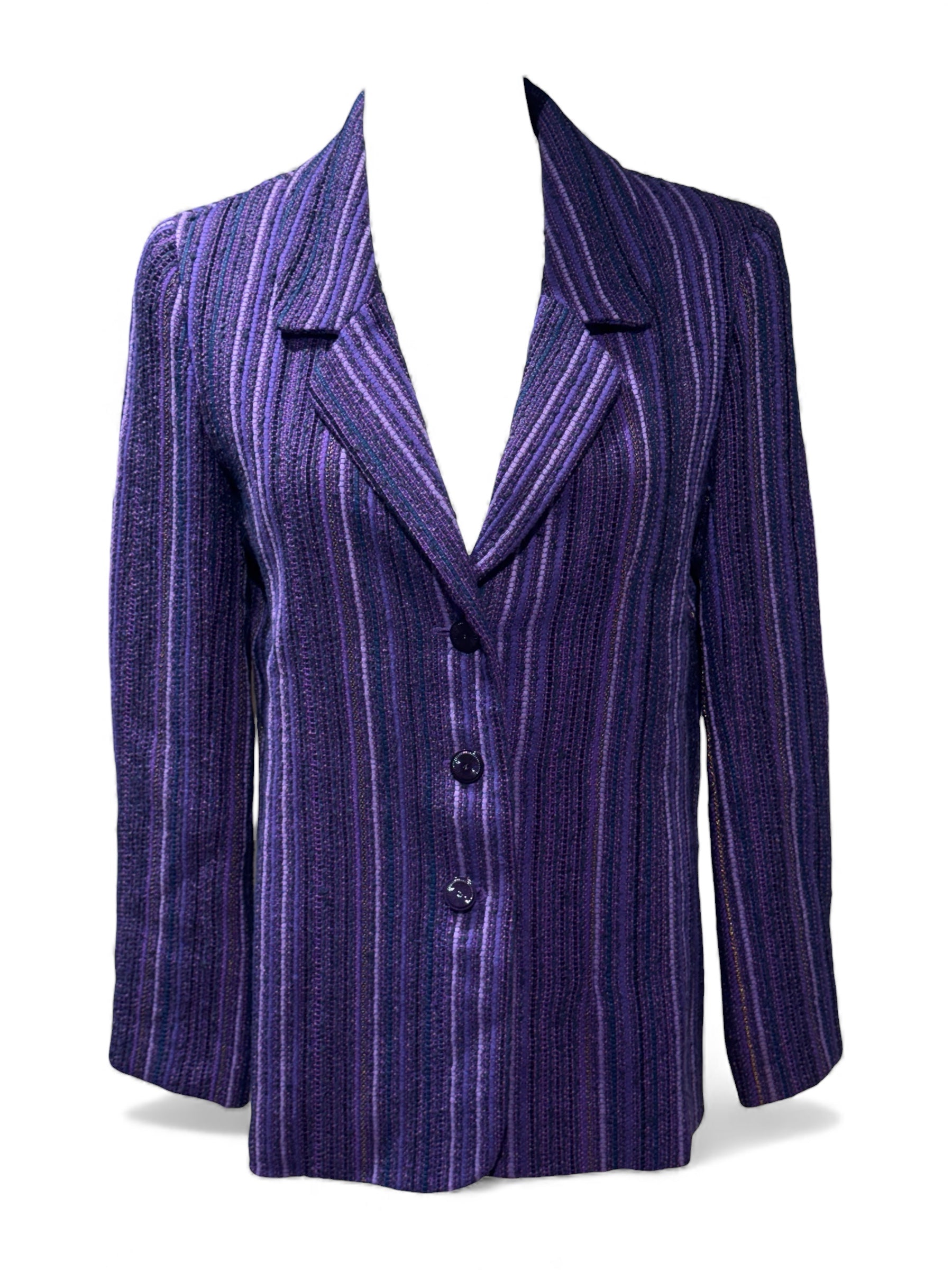 Chanel - Jacke aus violett meliertem Tweed Größe 38