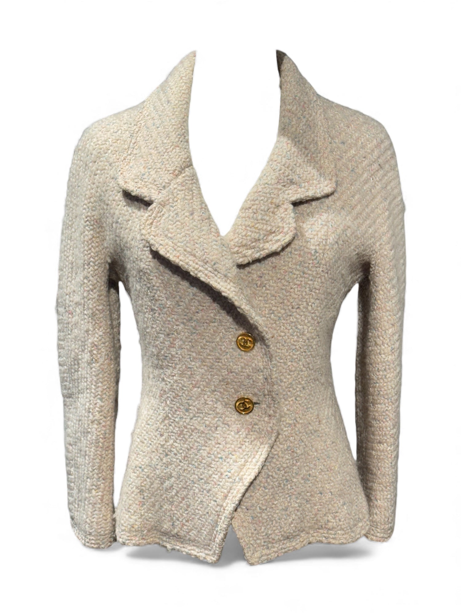 Chanel - Veste en tweed beige T36