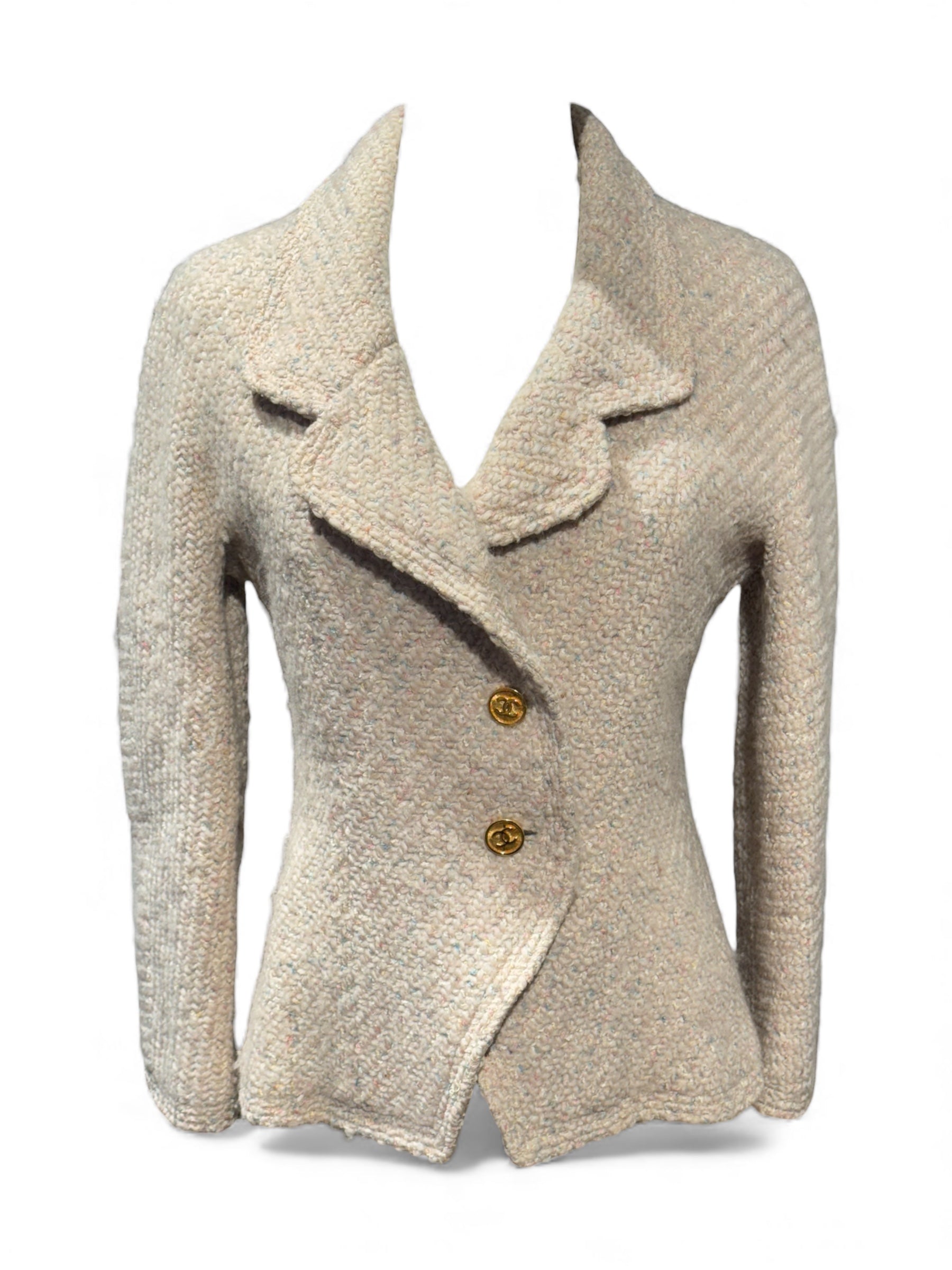 Chanel - Veste en tweed beige T36