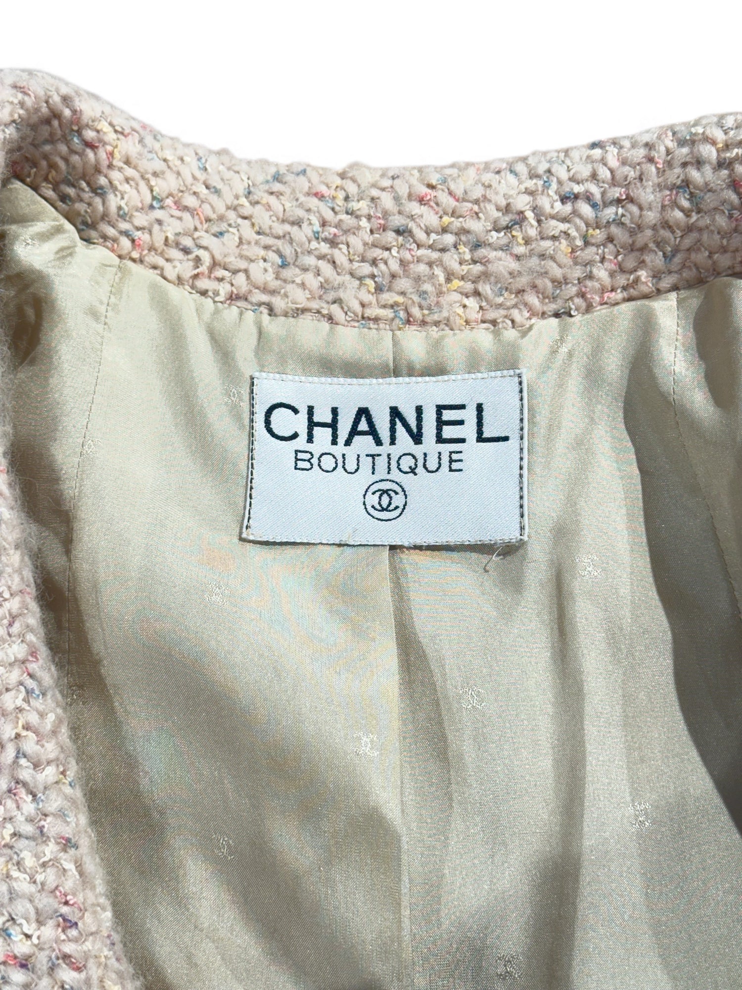 Chanel - Veste en tweed beige T36