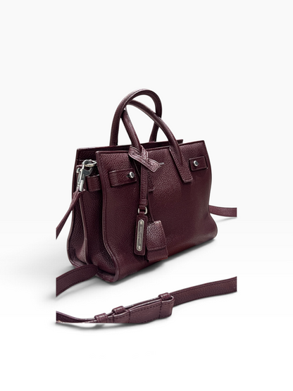 Saint Laurent - sac de jour nano souple cuir bordeaux