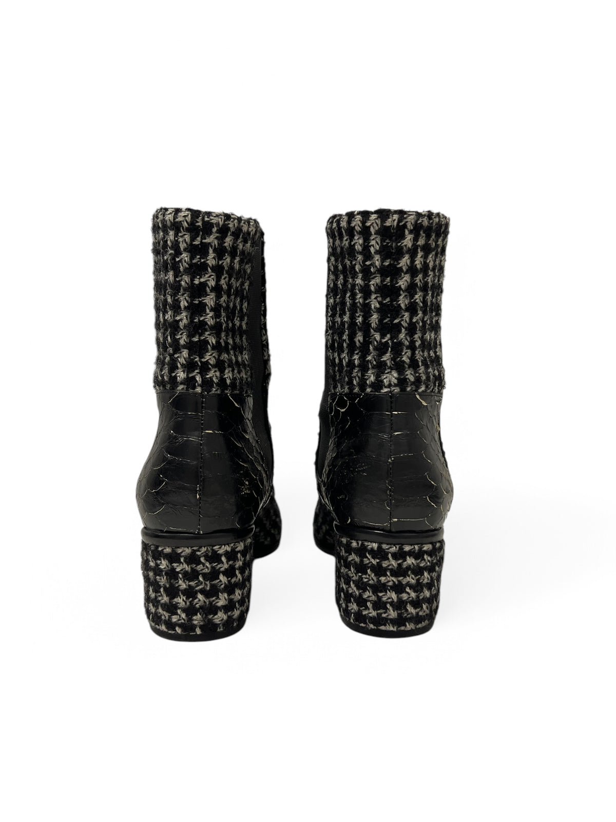 Chanel - Bottines tweed et python t.38
