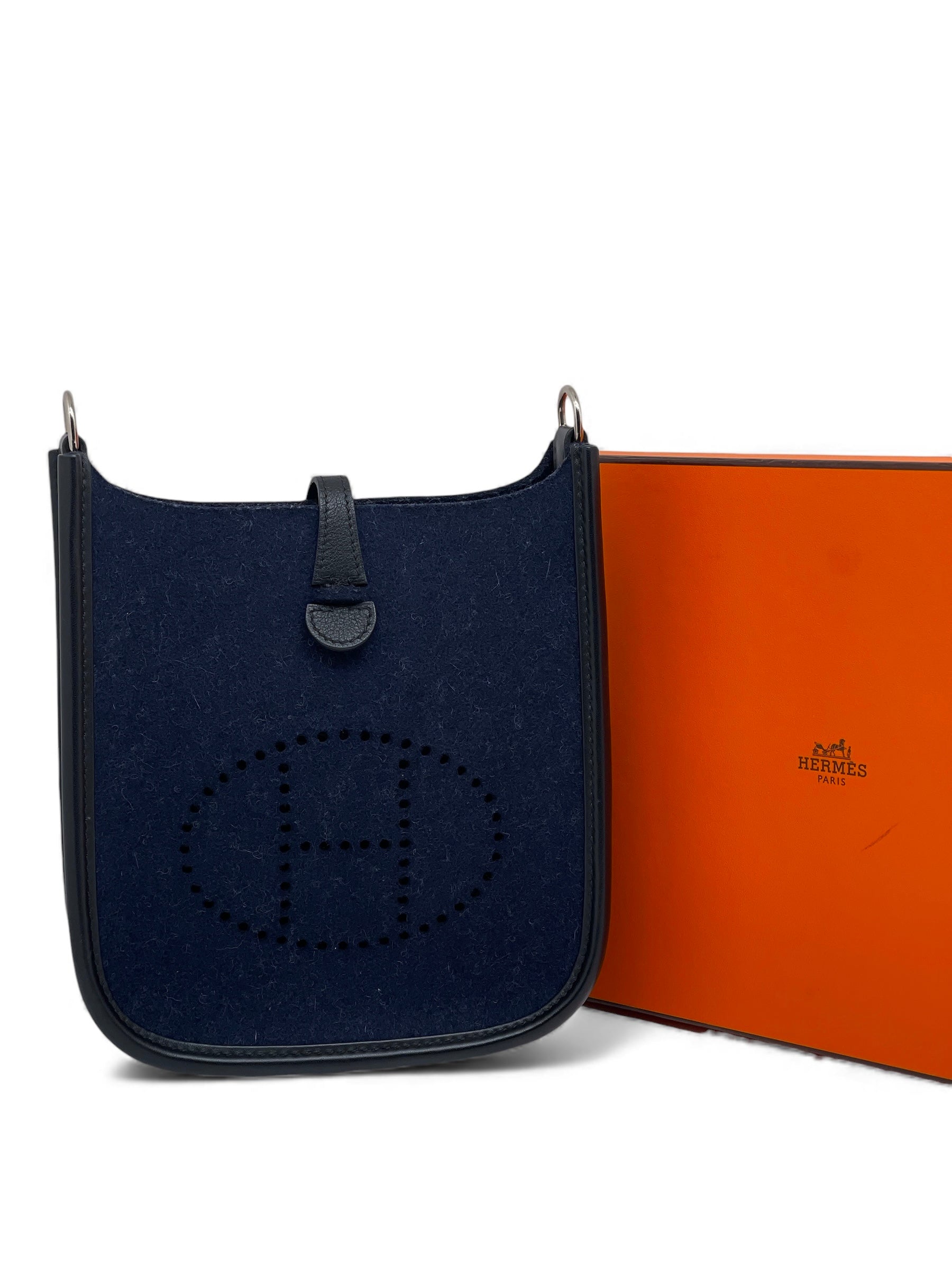 Hermès - Sac mini Evelyne 16 en laine bleu