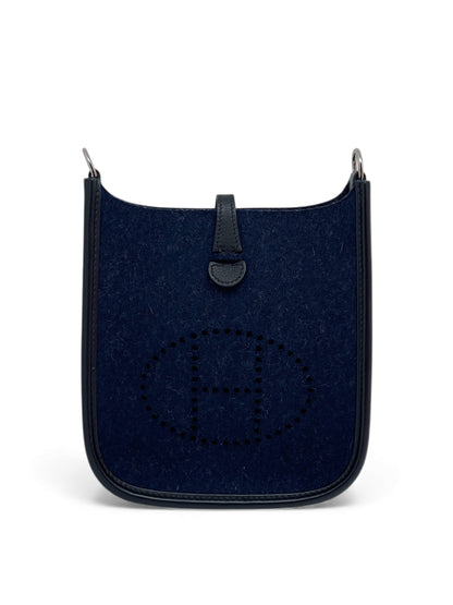 Hermès - Sac mini Evelyne 16 en laine bleu