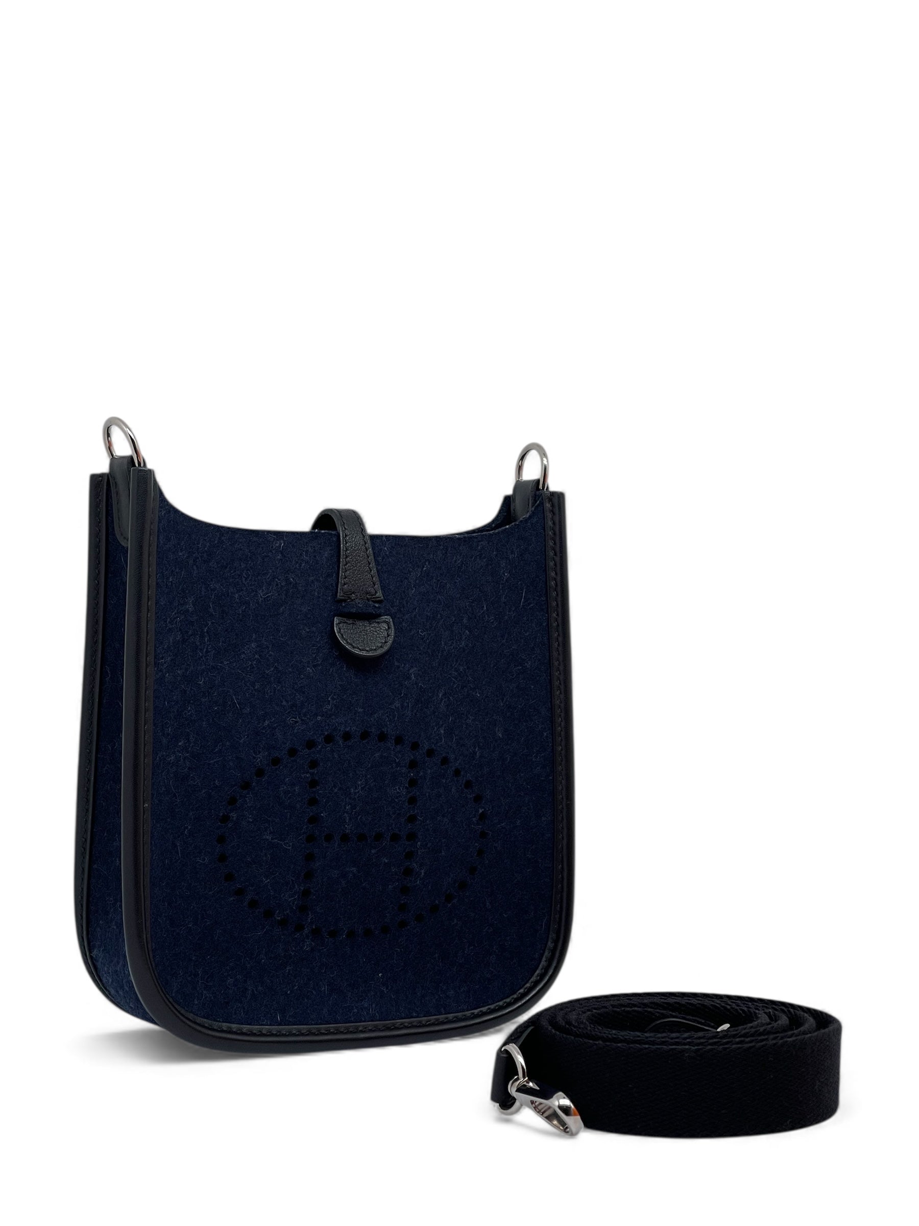 Hermès - Sac mini Evelyne 16 en laine bleu