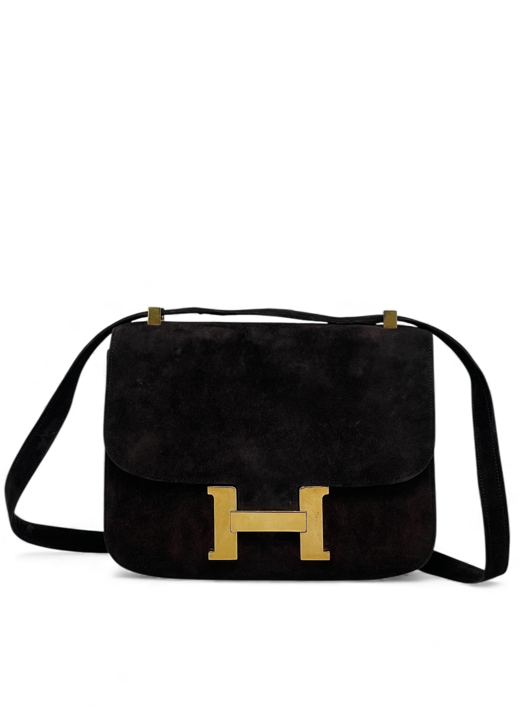 Hermès - Sac Constance en Suède marron