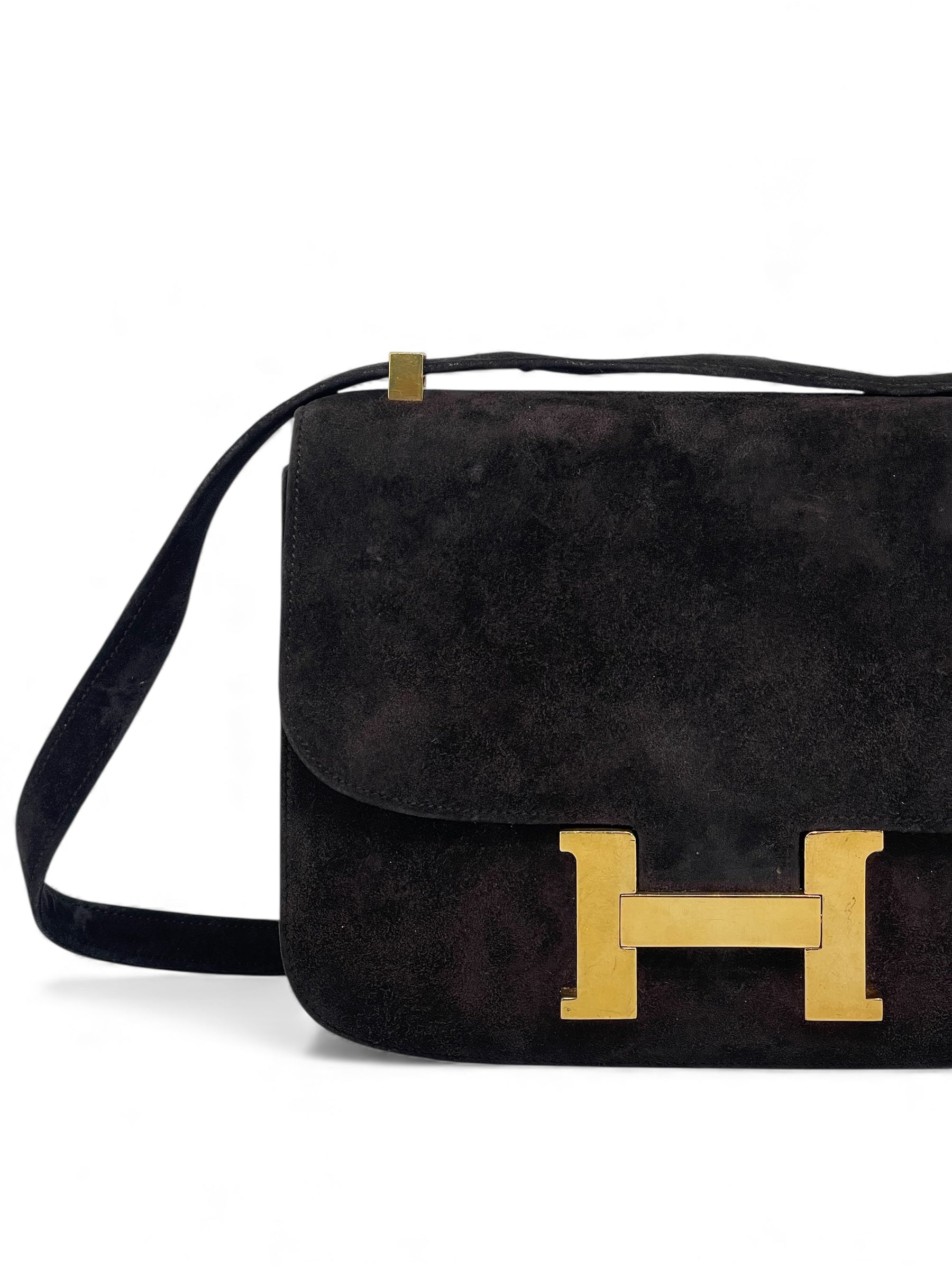 Hermès - Sac Constance en Suède marron