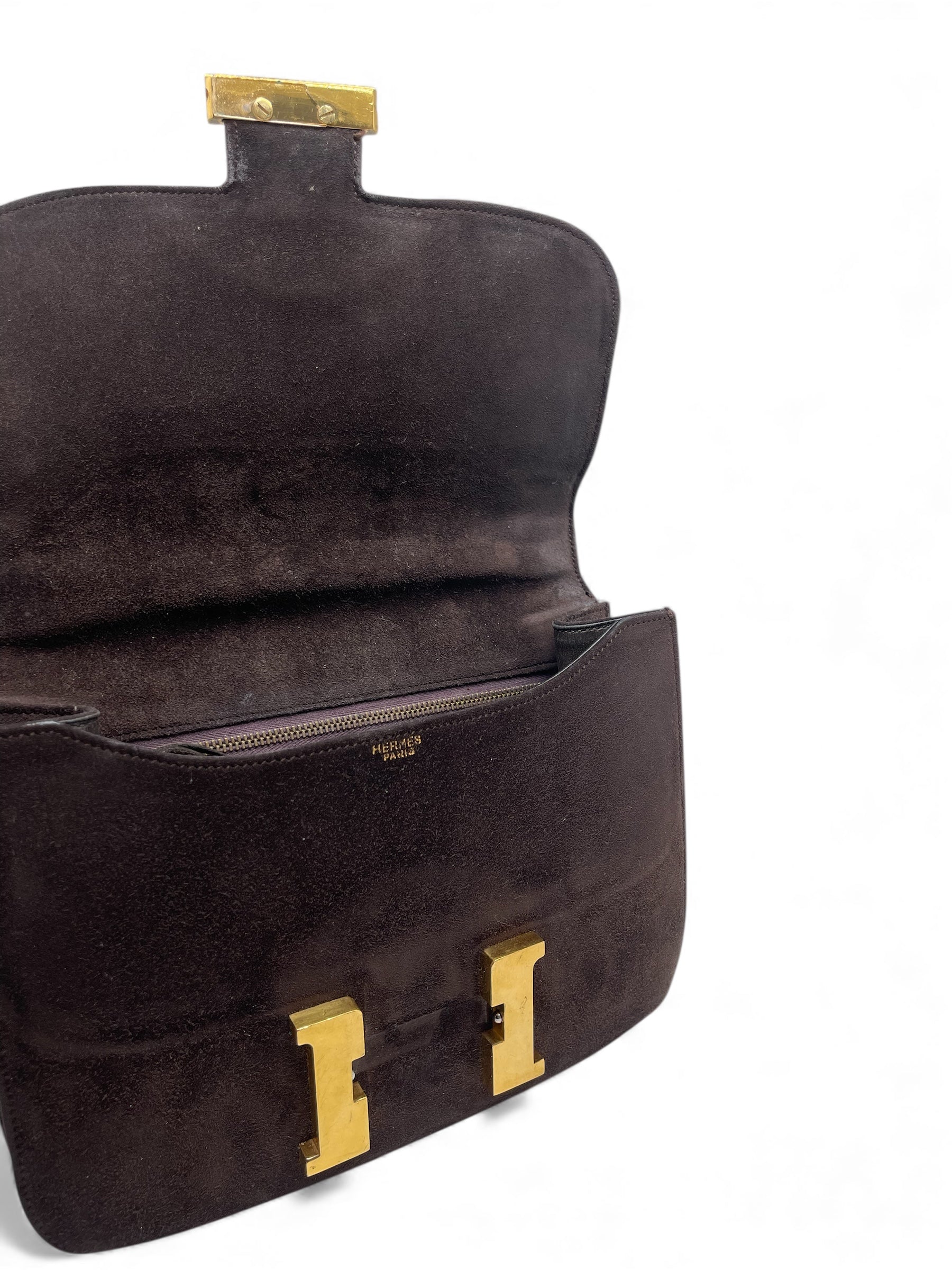 Hermès - Sac Constance en Suède marron