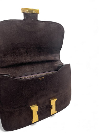Hermès - Sac Constance en Suède marron