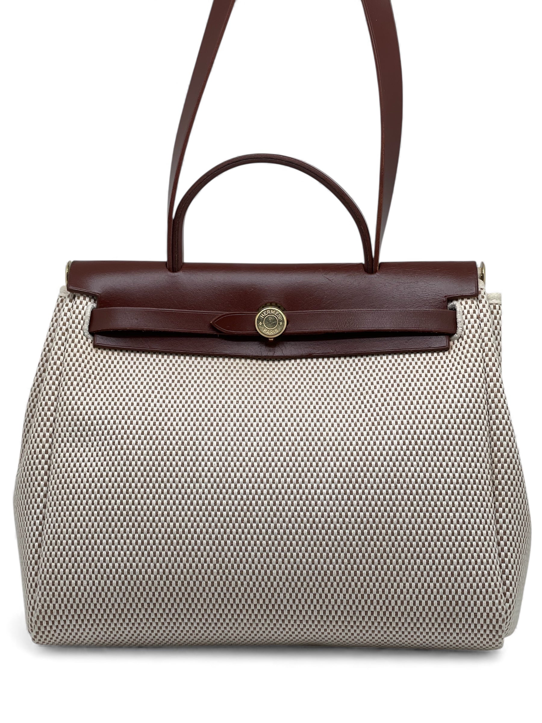 Hermès - Sac Herbag beige en toile