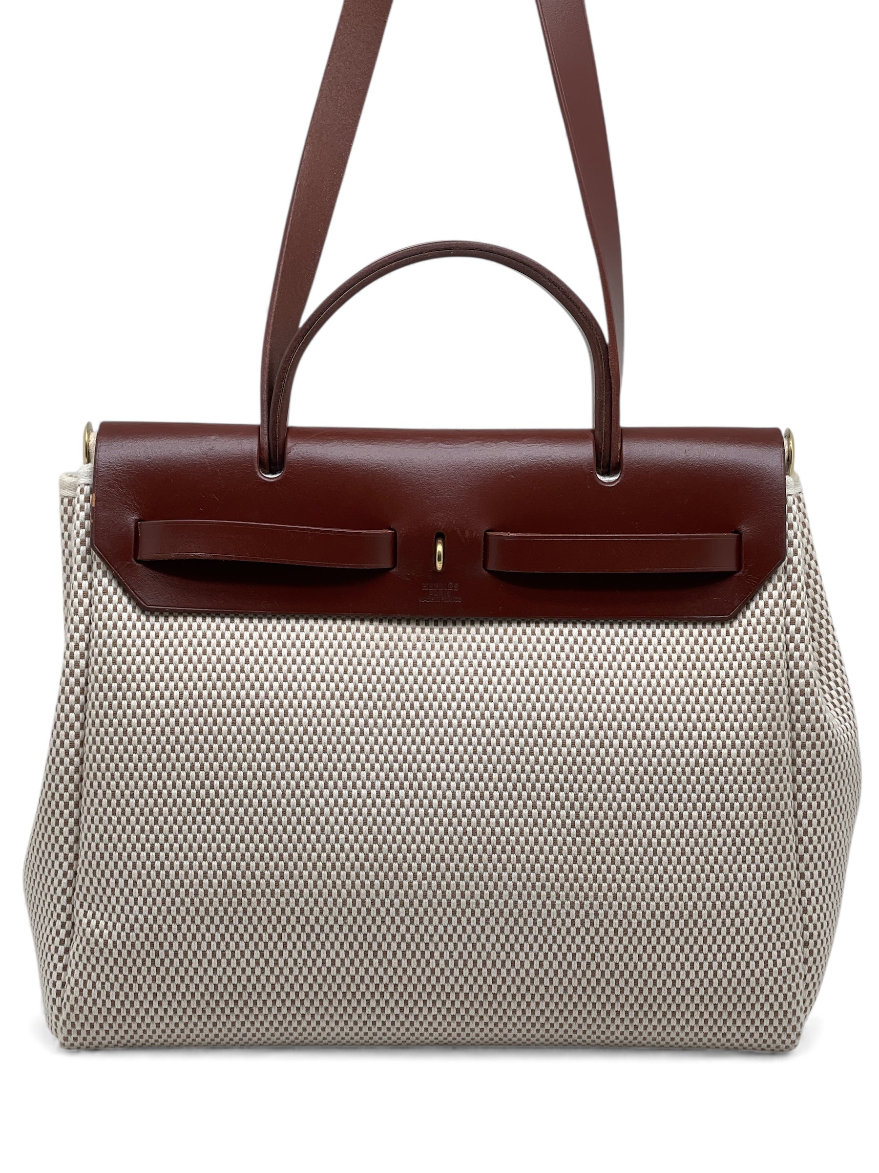 Hermès - Sac Herbag beige en toile