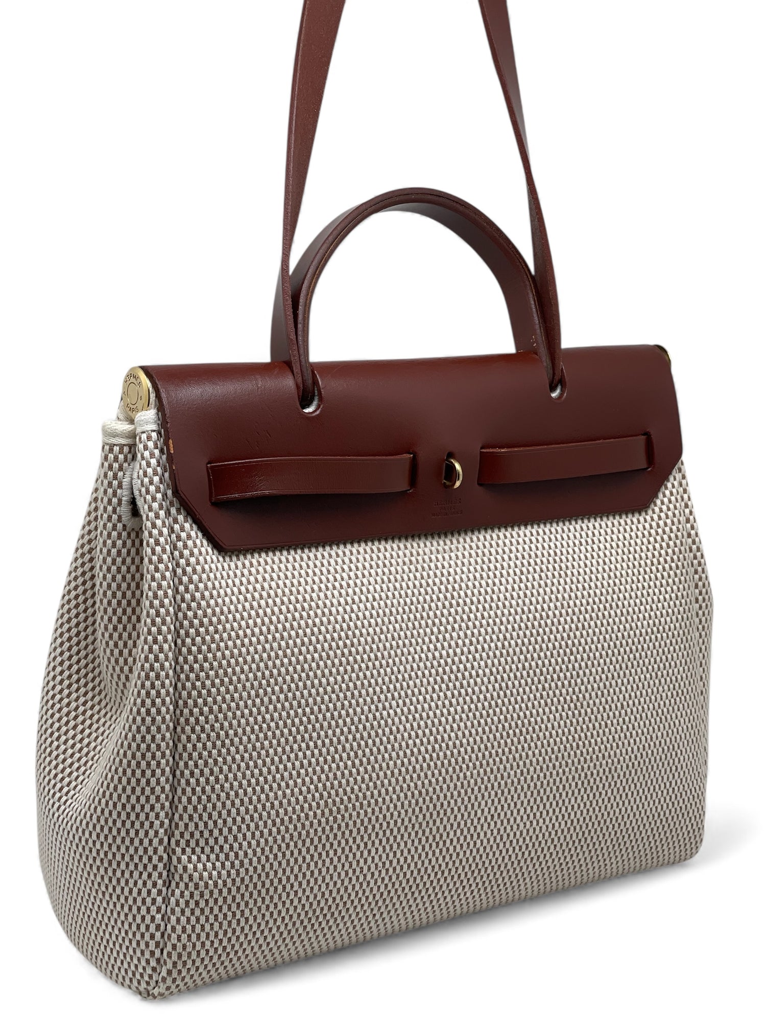 Hermès - Sac Herbag beige en toile