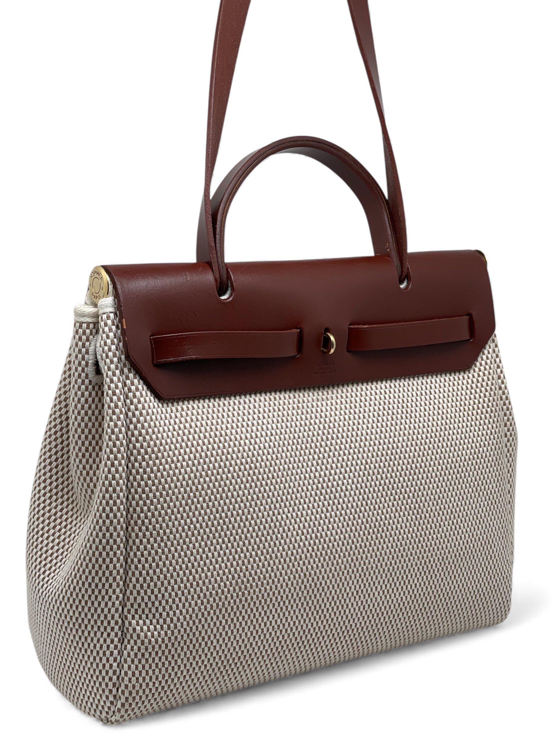 Hermès - Sac Herbag beige en toile