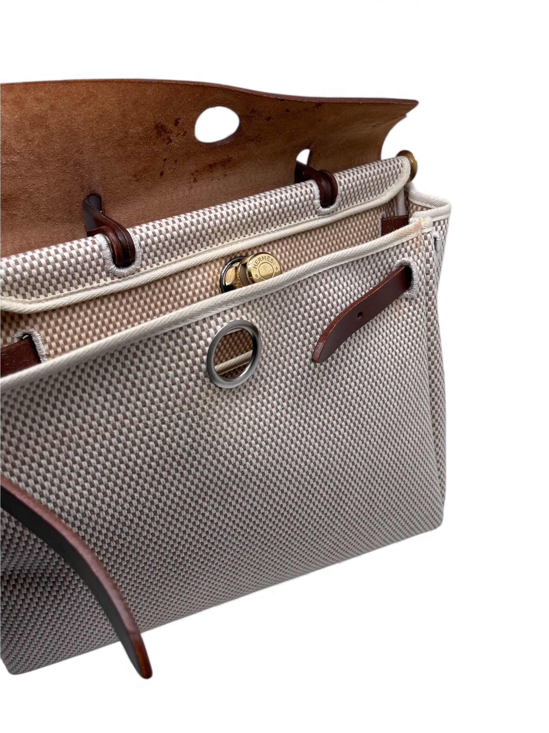 Hermès - Sac Herbag beige en toile