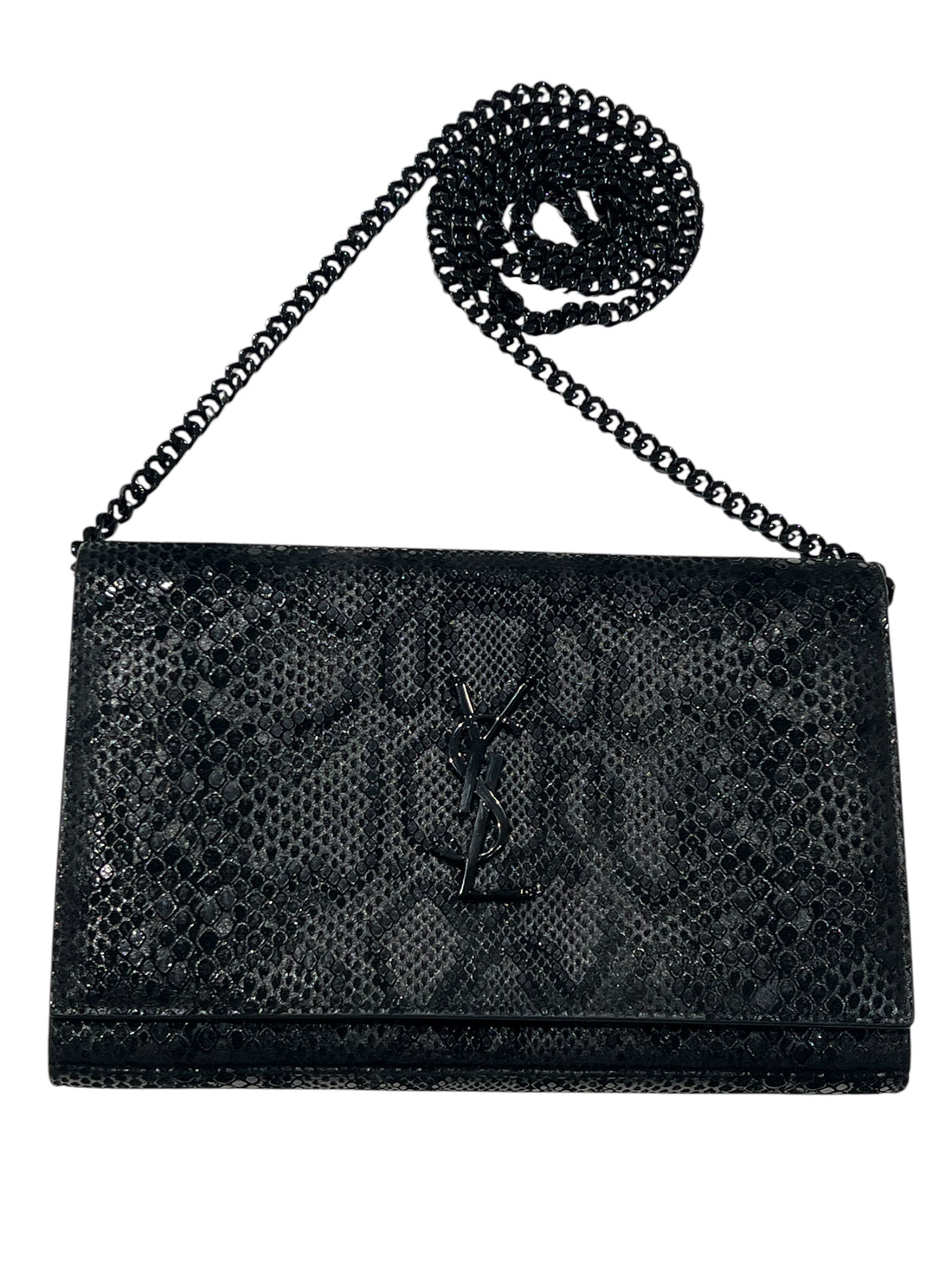 Saint Laurent – Kate-Tasche, limitierte Auflage, geprägtes Pythonleder, komplett Schwarz