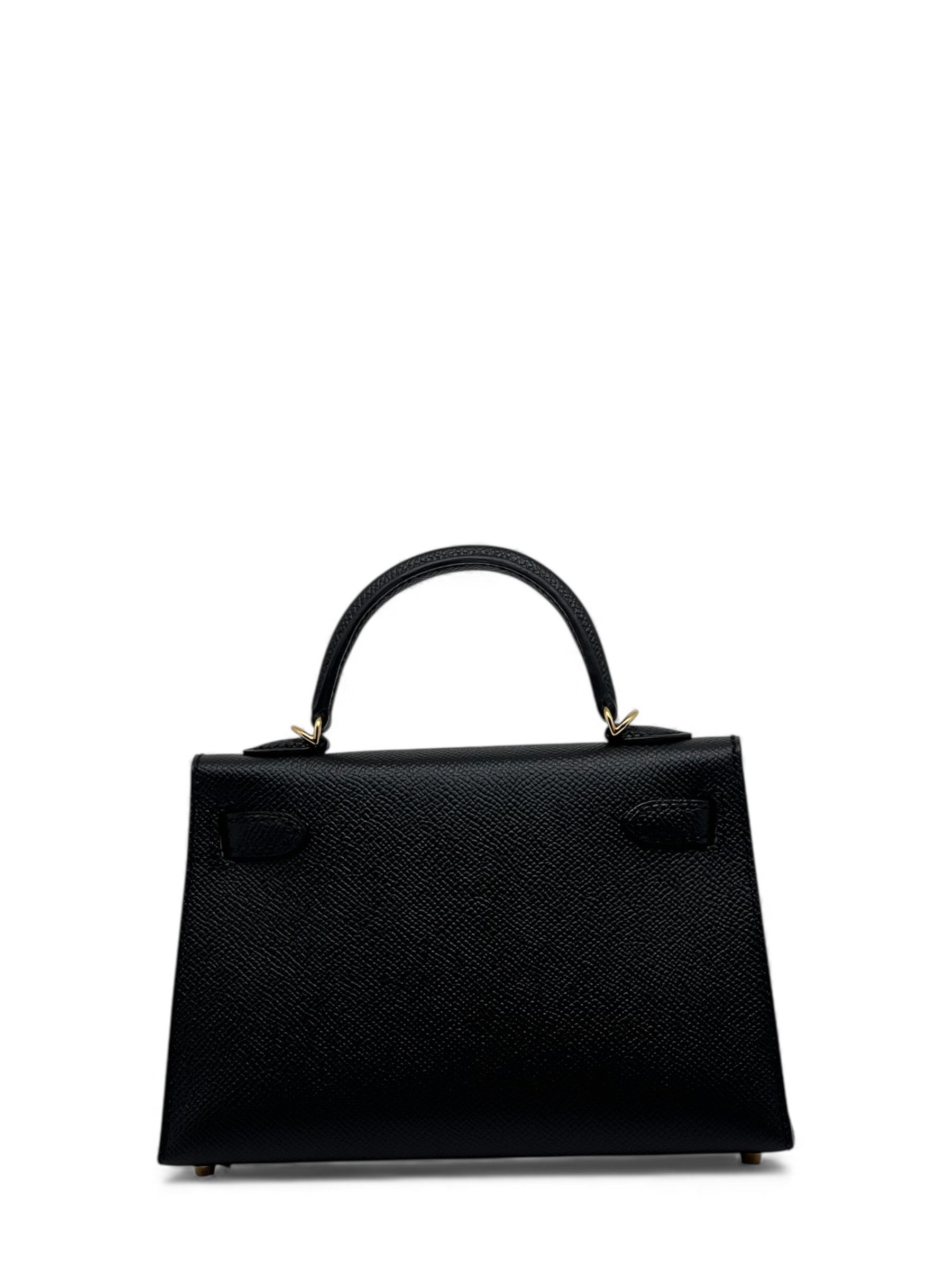 Hermès - Sac mini Kelly 18 cuir veau epsom noir