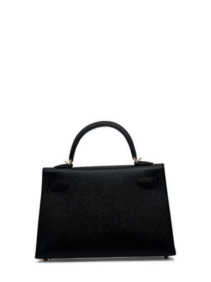 Hermès - Sac mini Kelly 18 cuir veau epsom noir