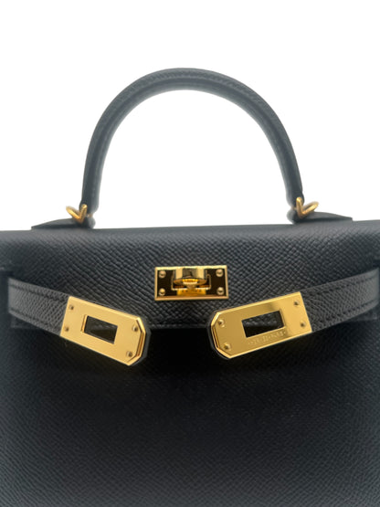 Hermès - Sac mini Kelly 18 cuir veau epsom noir