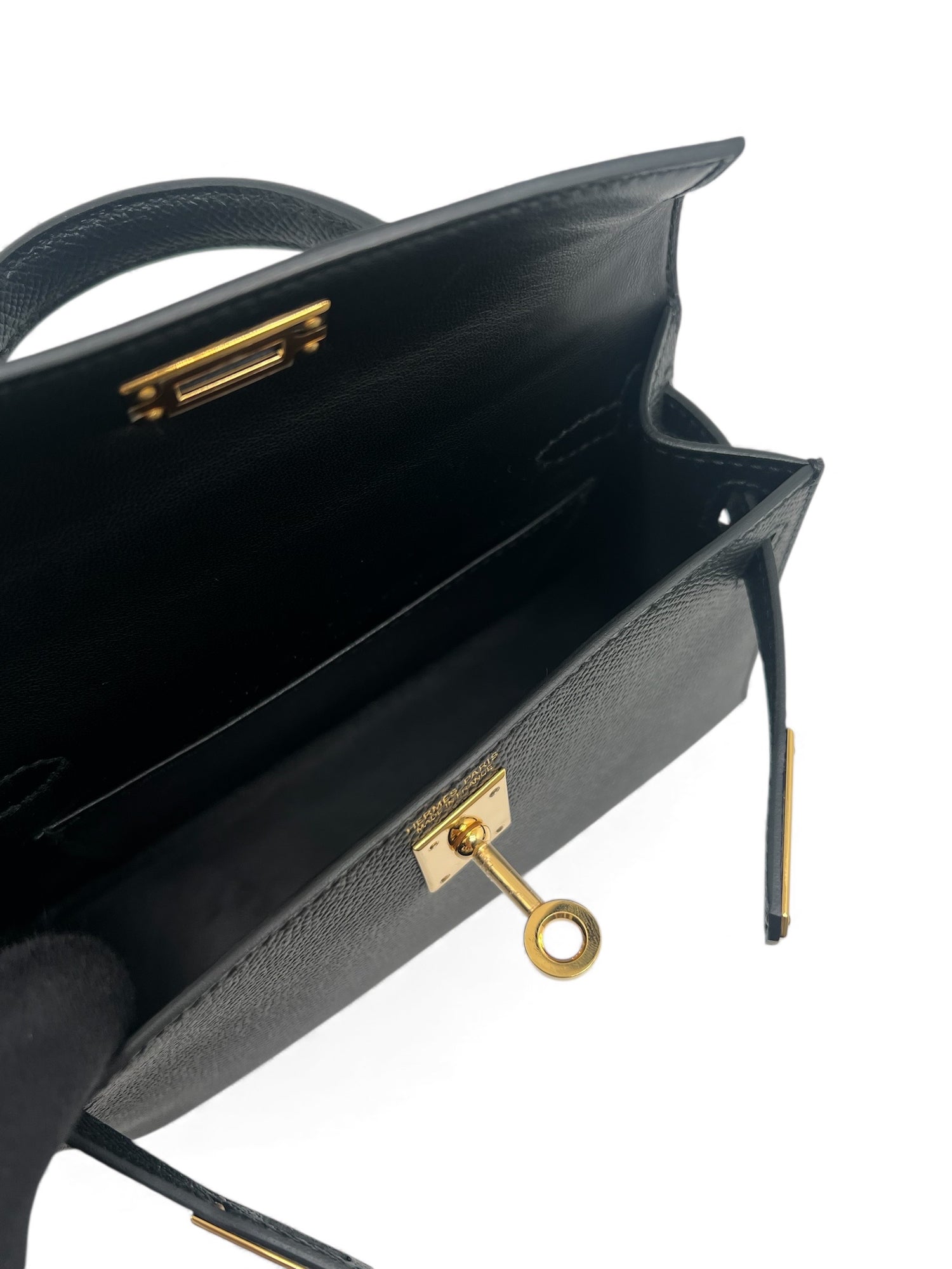 Hermès - Sac mini Kelly 18 cuir veau epsom noir