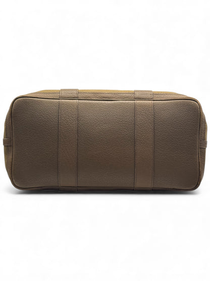 Hermès - Sac à main en toile et cuir Clemence kaki