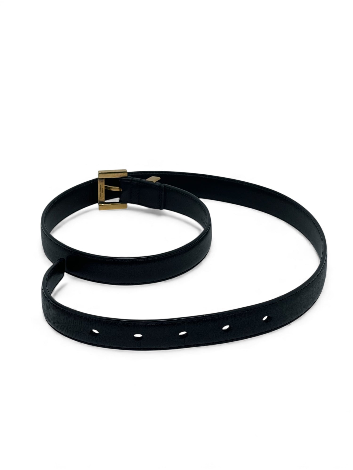 Saint Laurent - Ceinture Cassandre fine T75 en cuir