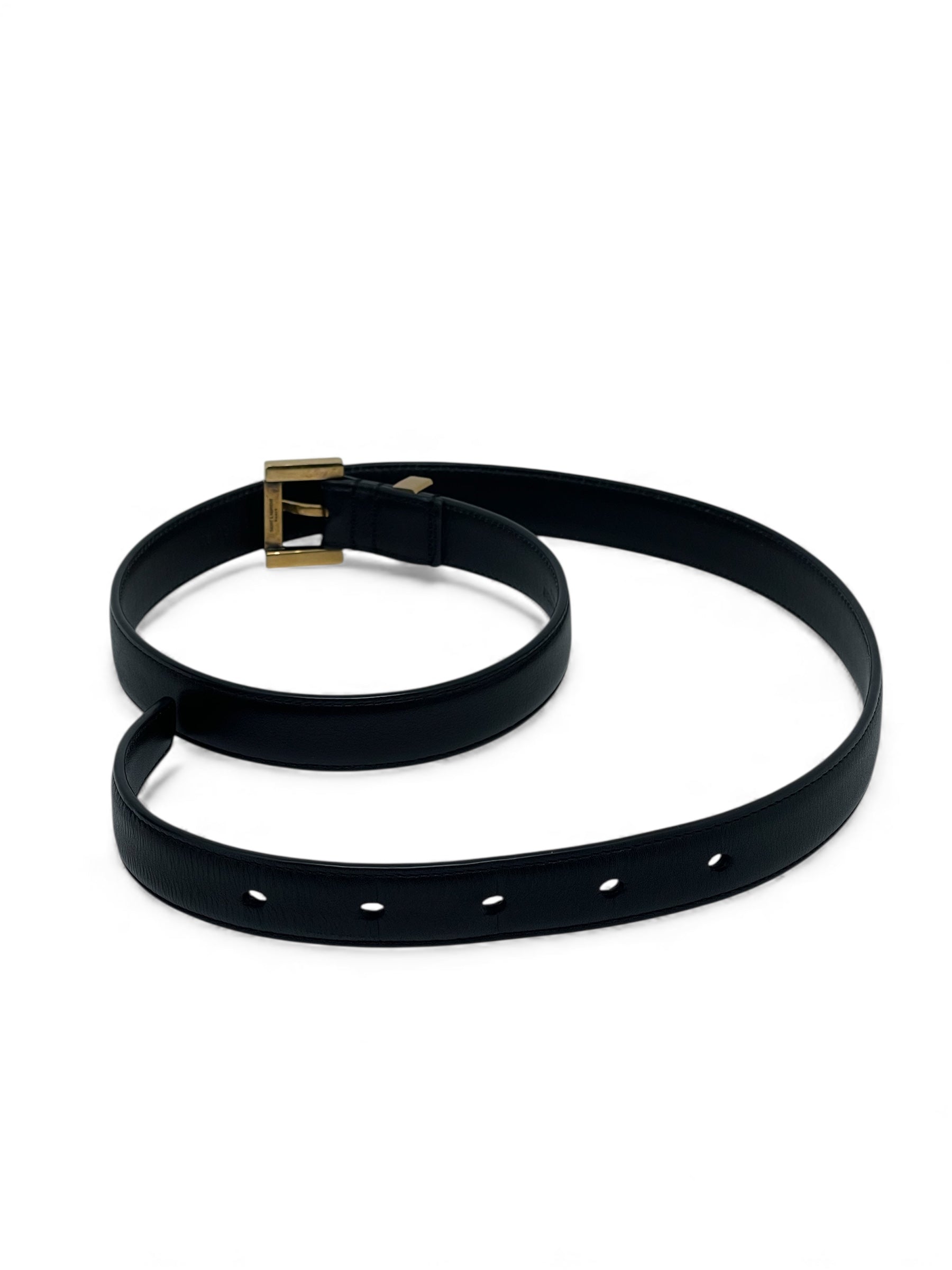 Saint Laurent - Ceinture Cassandre fine T75 en cuir