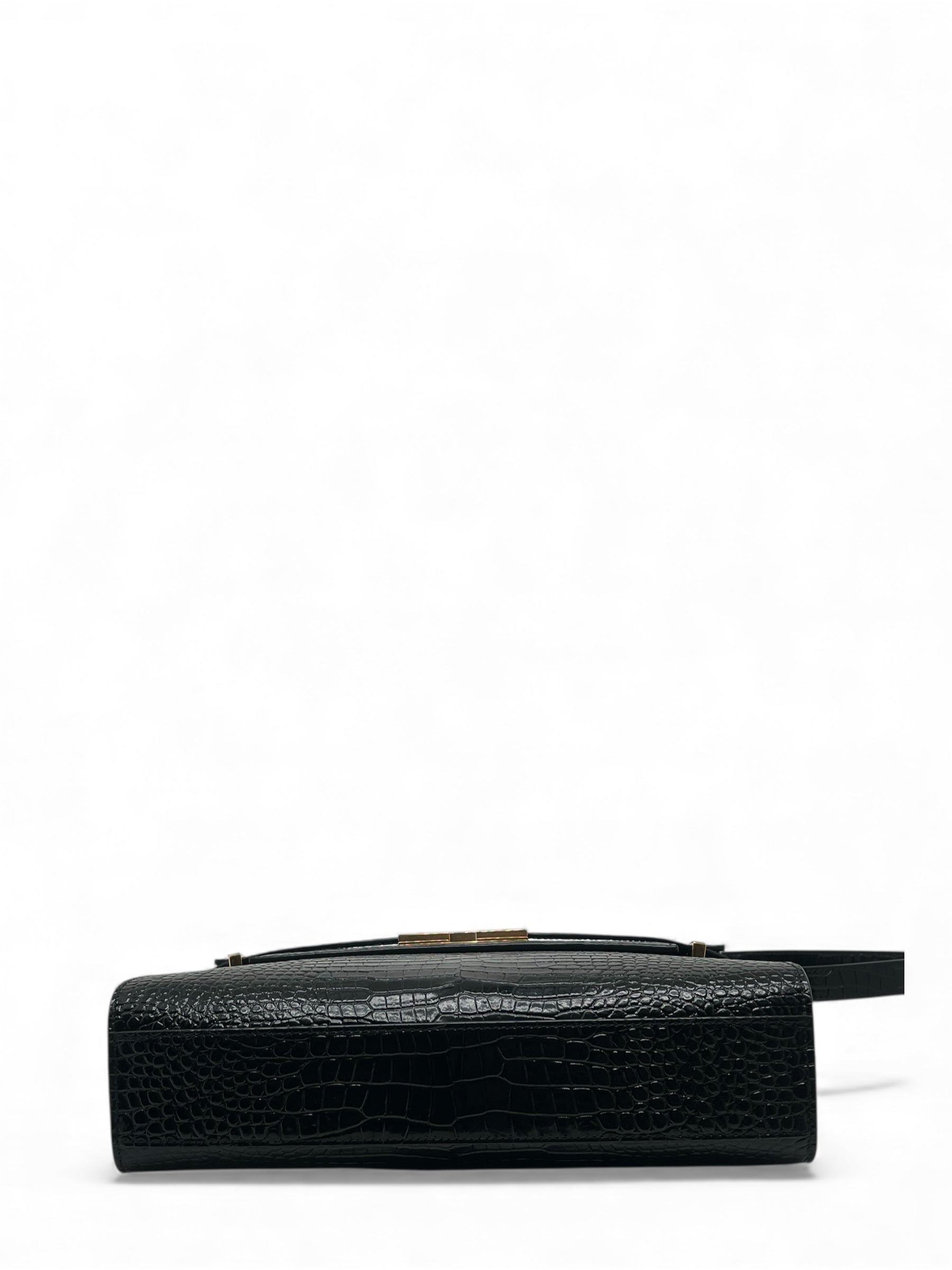 Saint Laurent - Manhattan-Tasche mit schwarzer Krokodilprägung