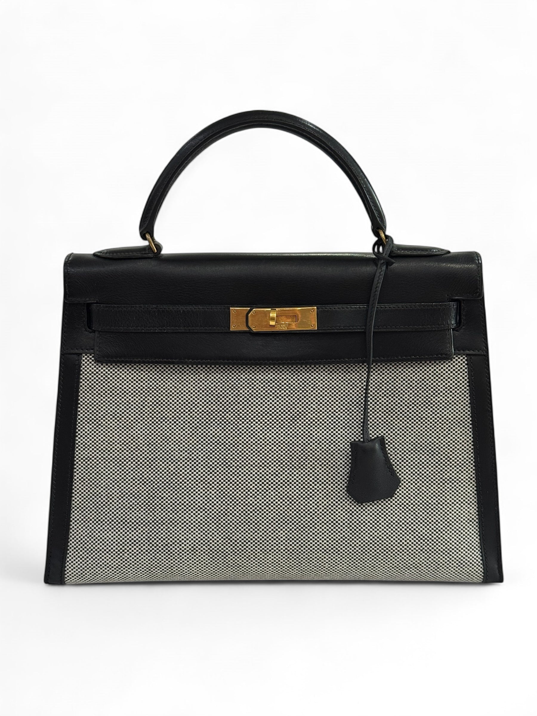 Hermès - Sac Kelly 32 en toile et cuir