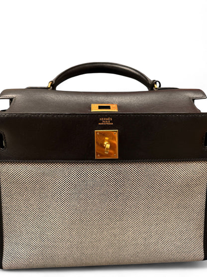 Hermès - Sac Kelly 32 en toile et cuir