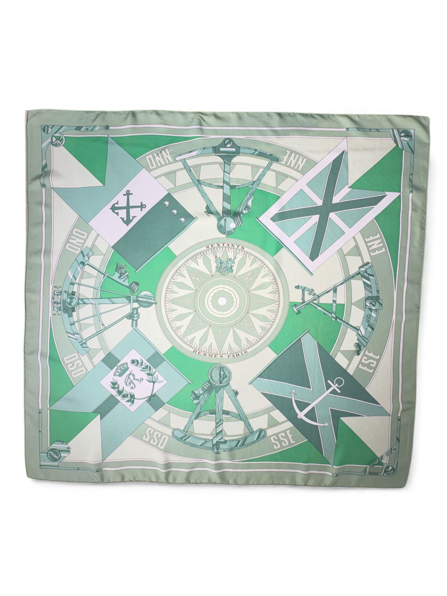 Hermès - Carré 90 « Sextants » vert