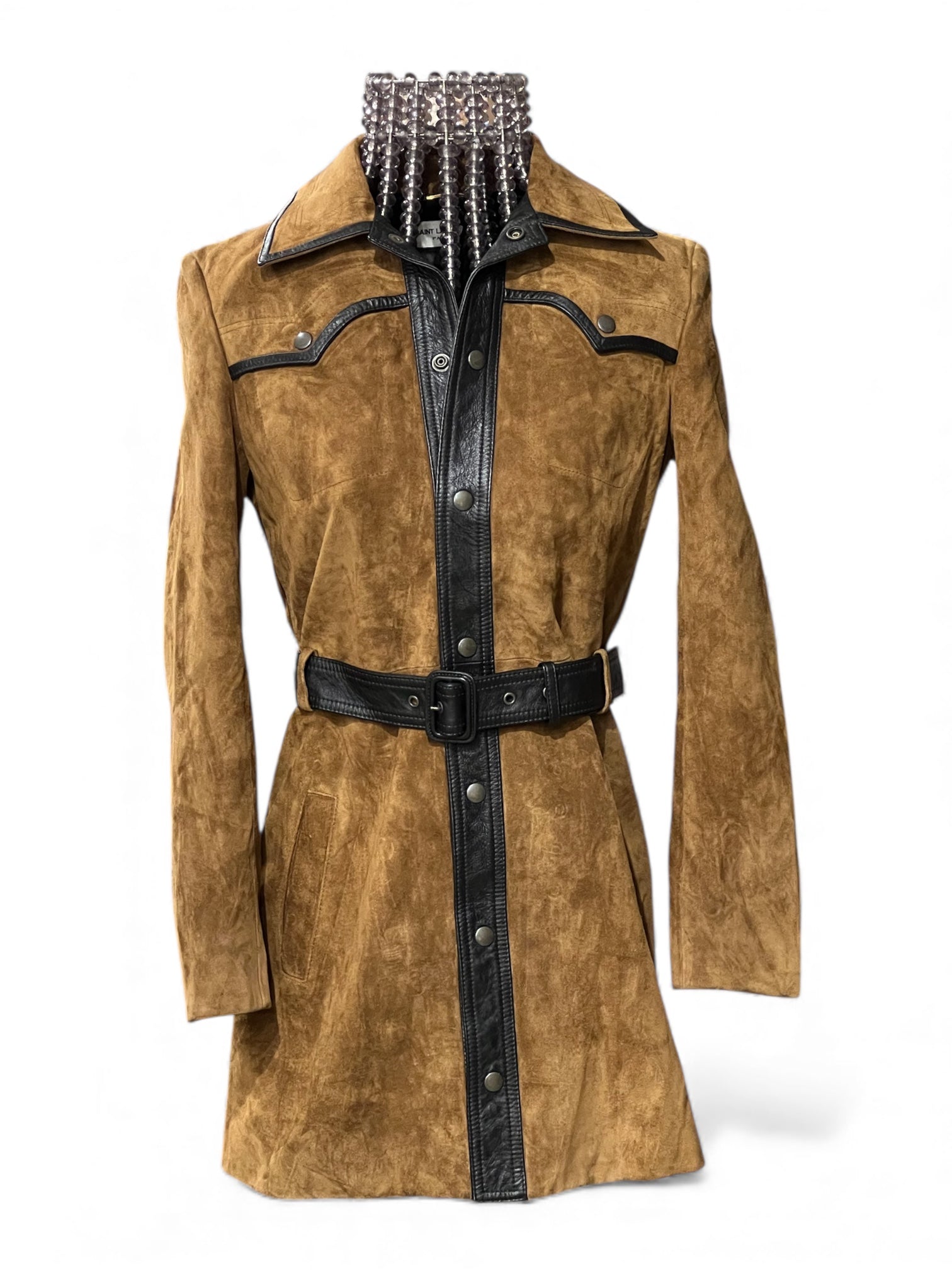 Saint Laurent -  Veste en cuir marron T36