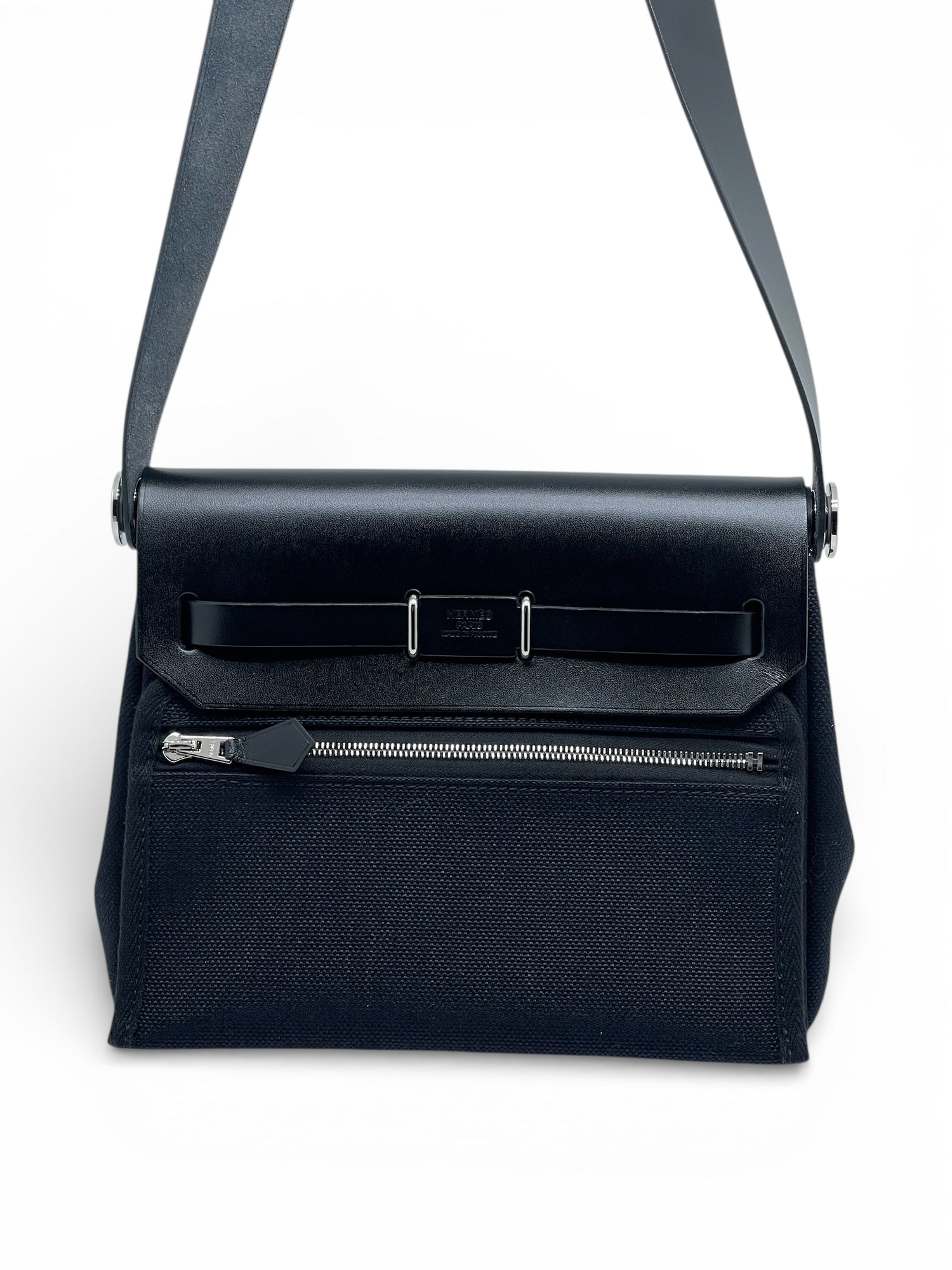 Hermès - Sac à main mini en toile Herbag noir