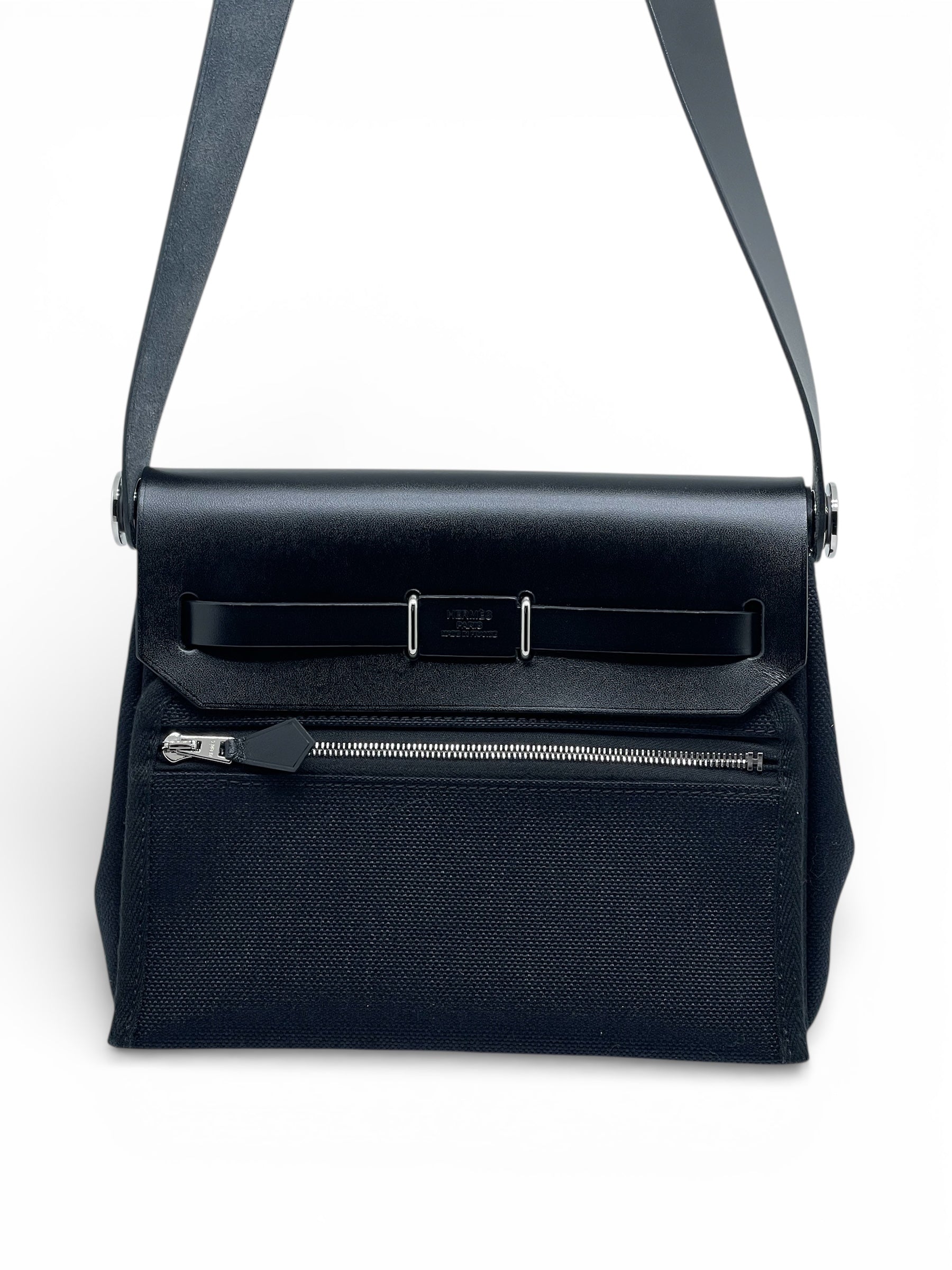 Hermès - Sac à main mini en toile Herbag noir