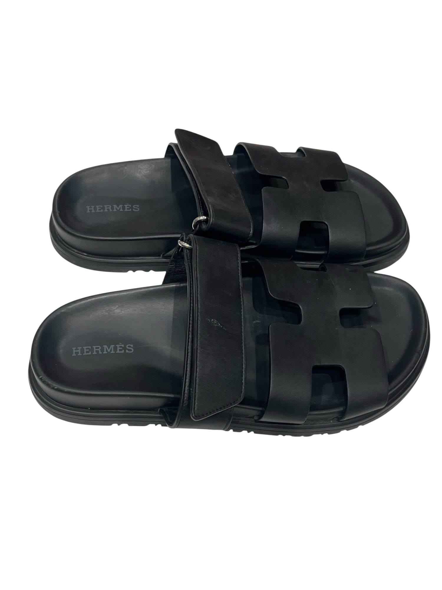 Hermès - mules chypres cuir noir T36