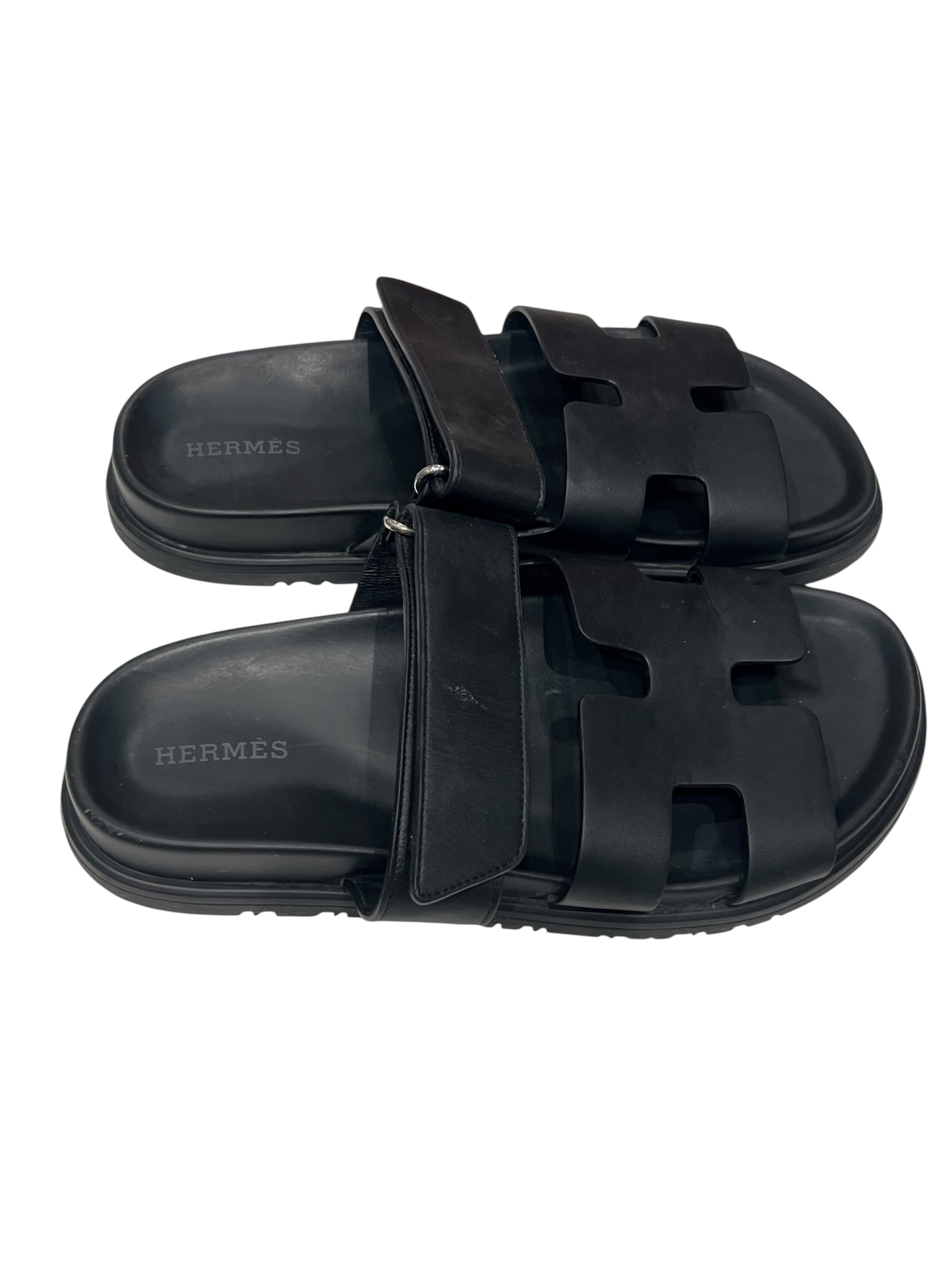 Hermès - mules chypres cuir noir T36