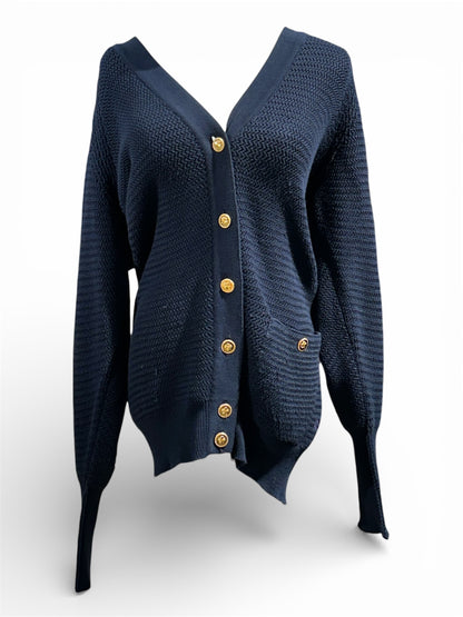 Chanel - Cardigan long bleu marine TM