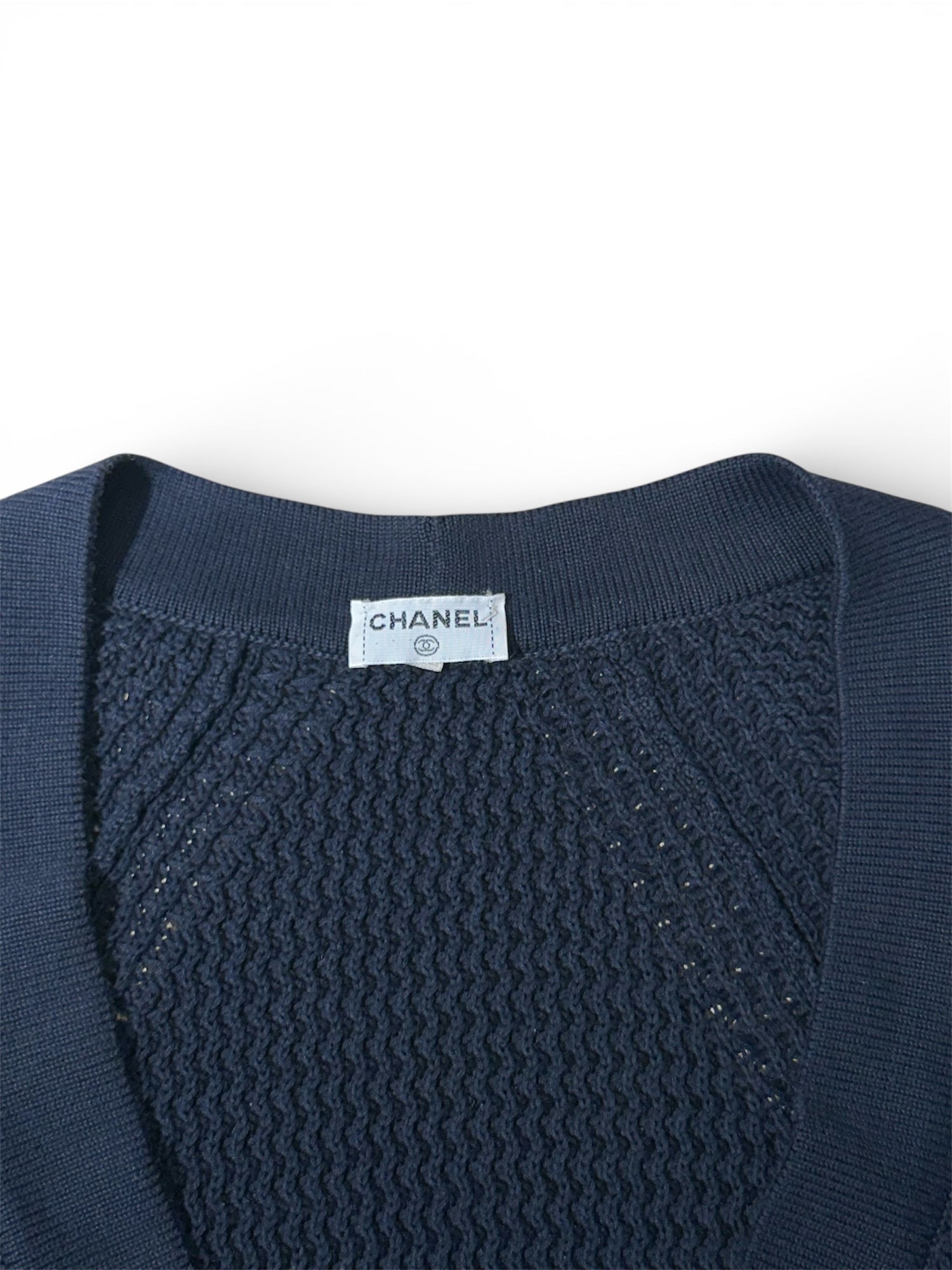 Chanel - Cardigan long bleu marine TM