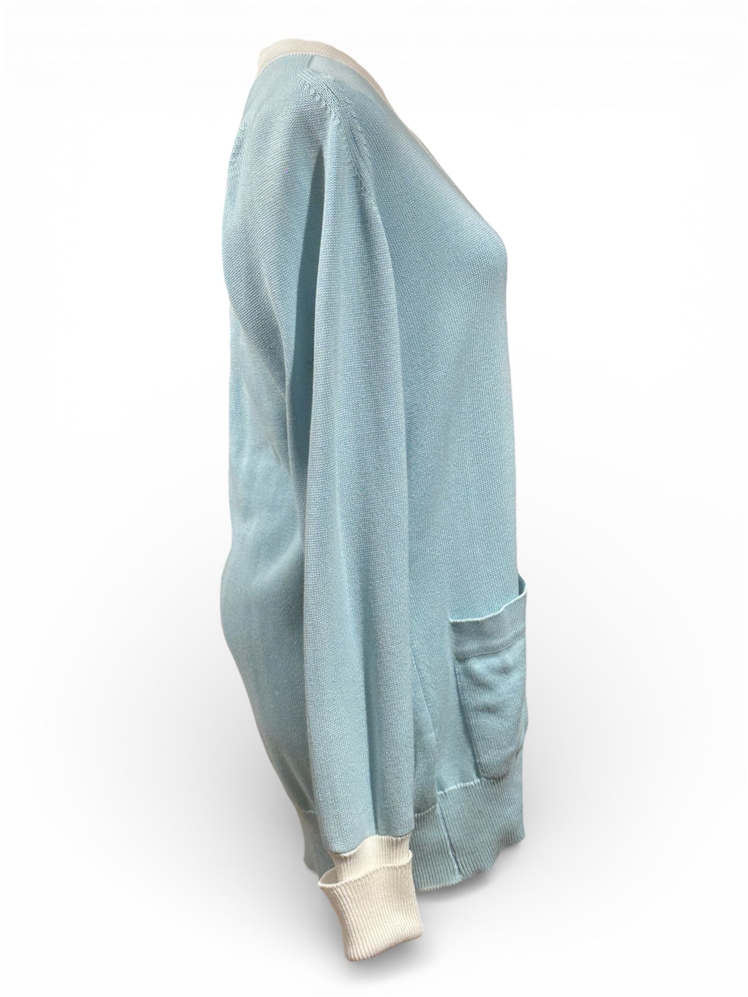 Chanel - Gilet long bleu ciel T36