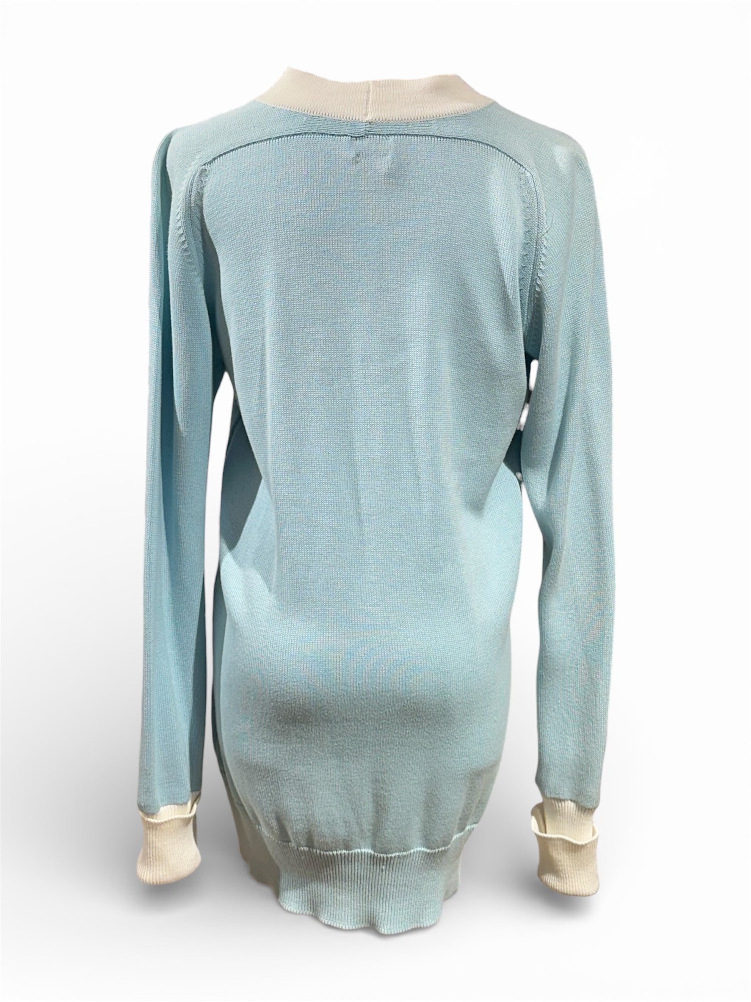 Chanel - Gilet long bleu ciel T36