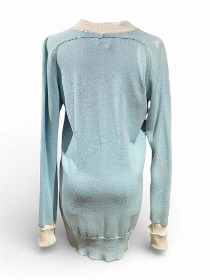 Chanel - Gilet long bleu ciel T36