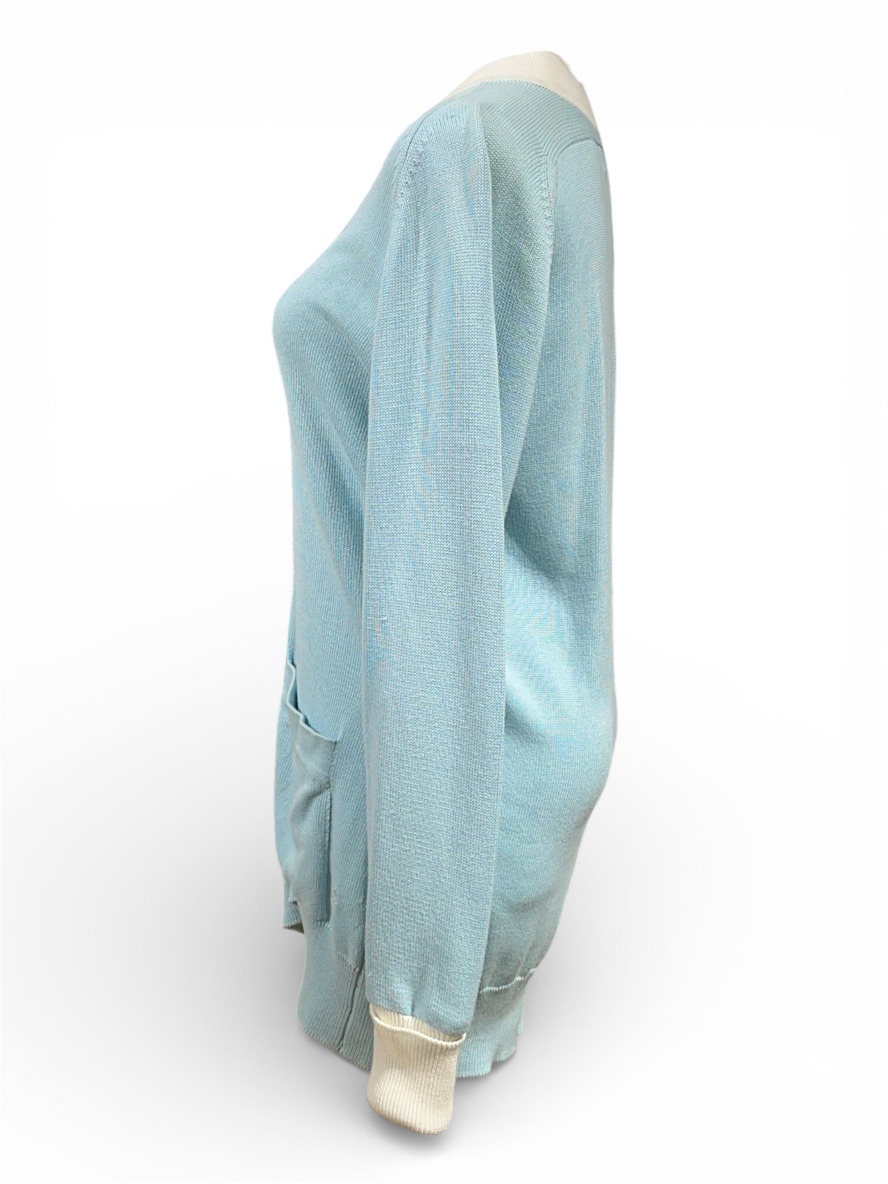 Chanel - Gilet long bleu ciel T36